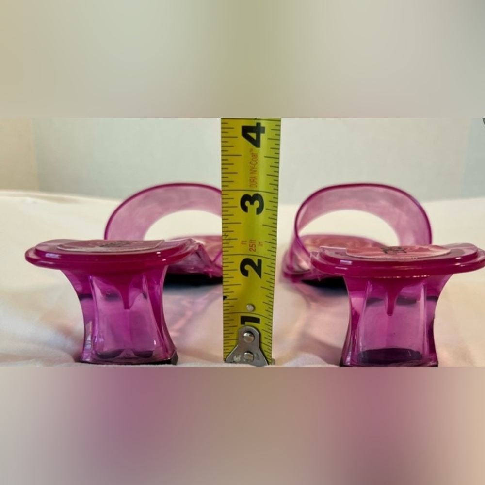Transparent Pink Slide Sandals with Low Heel - Picture 6 of 8